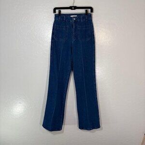 Reiss Jeans Womens 27 Blue High Rise Straight Leg Denim Front Pocket 1970s Style